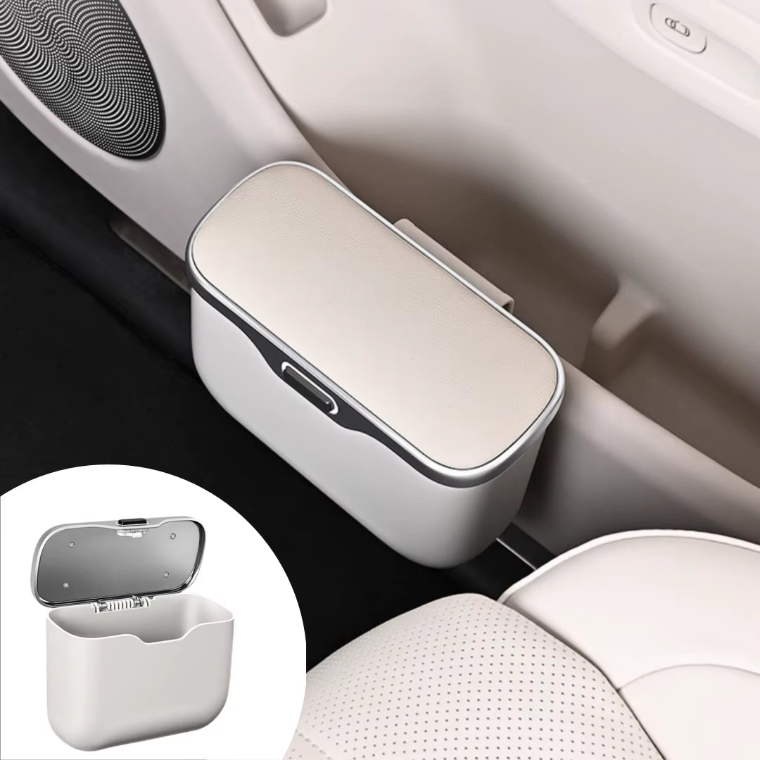 Multifunctional Car Trash Can with Lid Button, Hanging Storage Bin for Wet and Dry Use, Auto Interior Accessories, Organizer Box