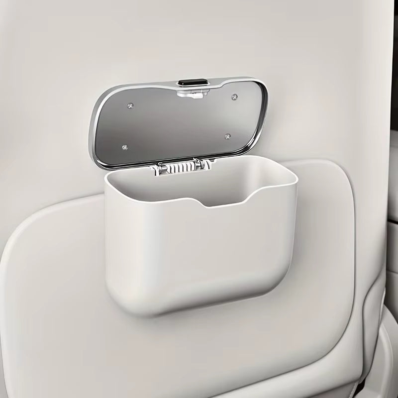 Multifunctional Car Trash Can with Lid Button, Hanging Storage Bin for Wet and Dry Use, Auto Interior Accessories, Organizer Box