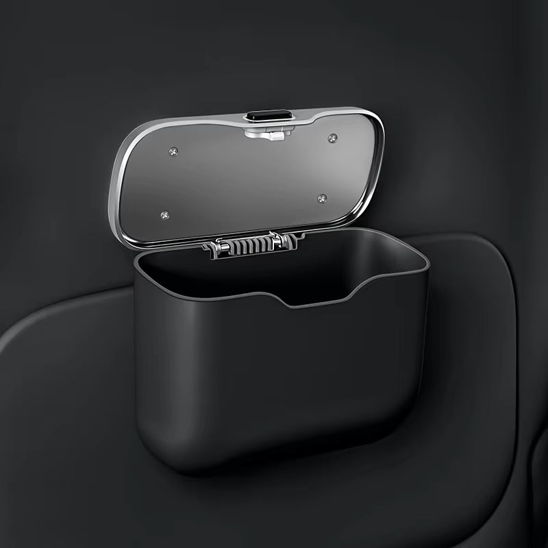 Multifunctional Car Trash Can with Lid Button, Hanging Storage Bin for Wet and Dry Use, Auto Interior Accessories, Organizer Box
